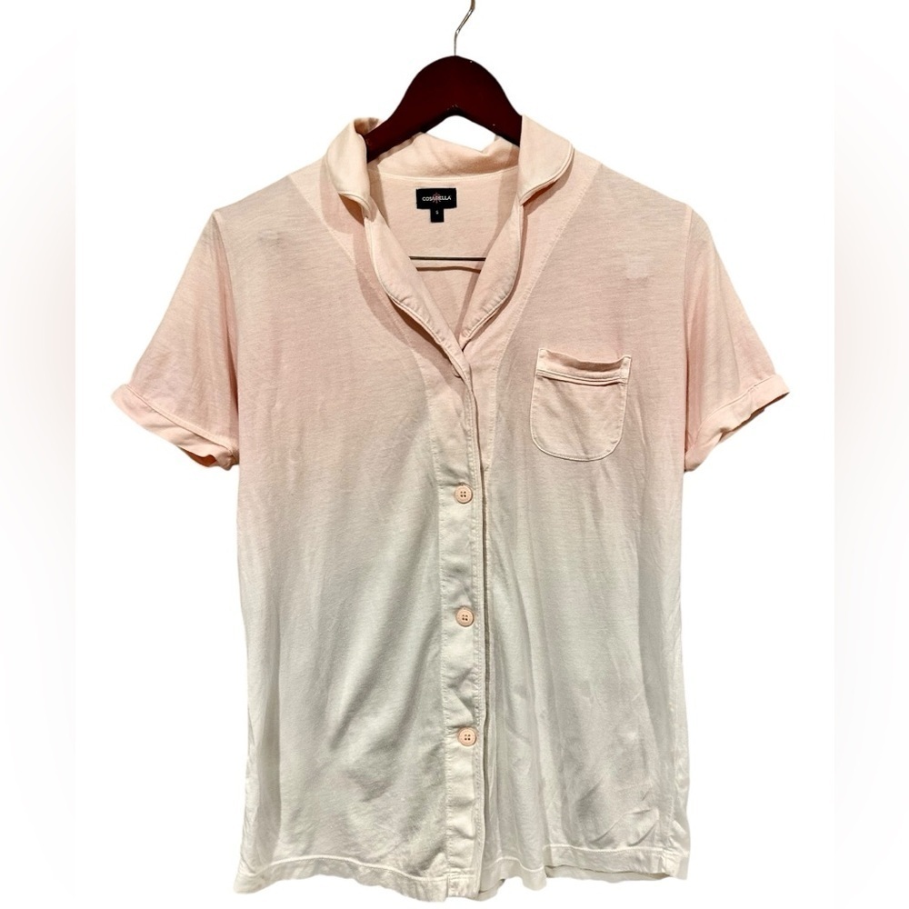 Cosabella Womens Buttondown Short Sleeve Top Pink Ombre Small Pajama Top